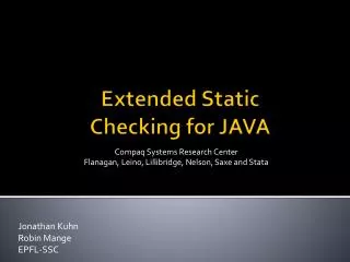 Extended Static Checking for JAVA