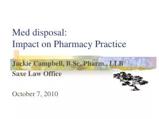 Med disposal: Impact on Pharmacy Practice