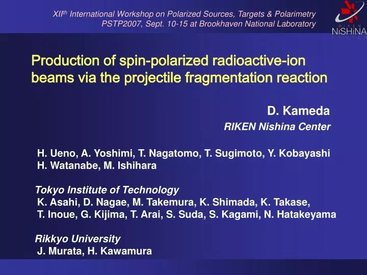 production of spin polarized radioactive ion beams via the projectile fragmentation reaction