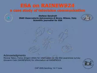 ESA on RAINEWS24 a case study of television communication