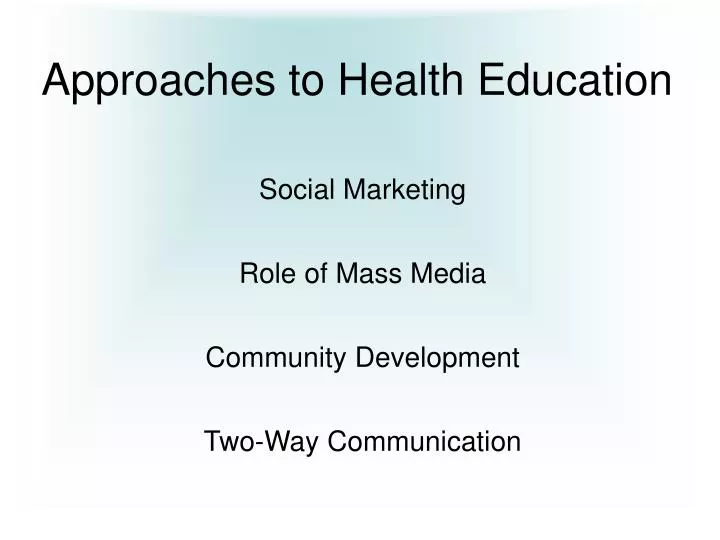 approaches to health education