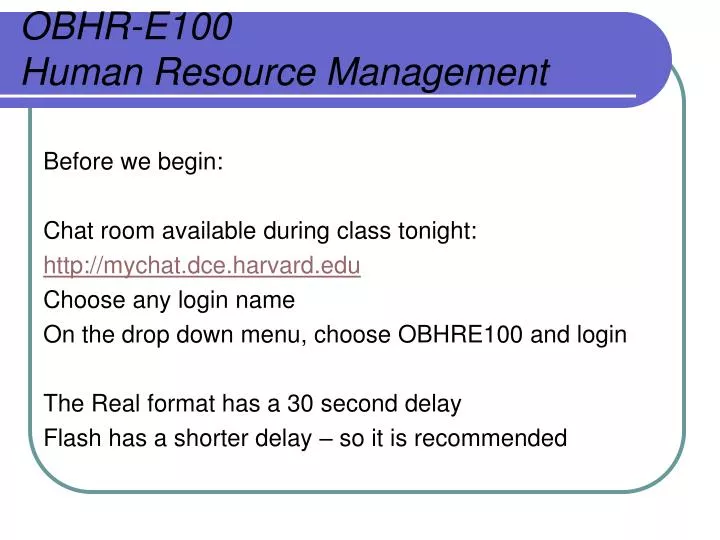 obhr e100 human resource management