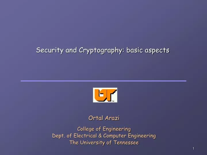 security and cryptography basic aspects