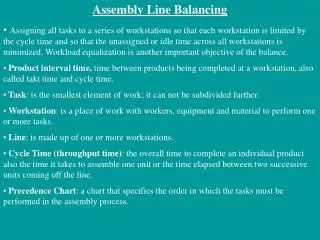 Assembly Line Balancing