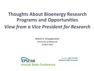 Thoughts About Bioenergy Research Programs and Opportunities