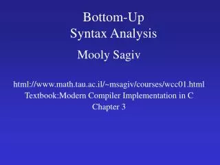 Bottom-Up Syntax Analysis