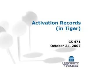 Activation Records (in Tiger)