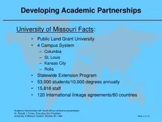 Developing Academic Partnerships