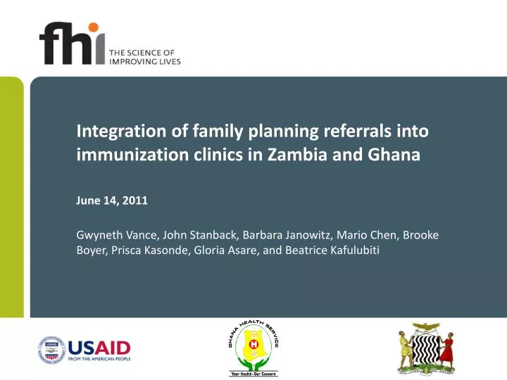 integration of family planning referrals into immunization clinics in zambia and ghana