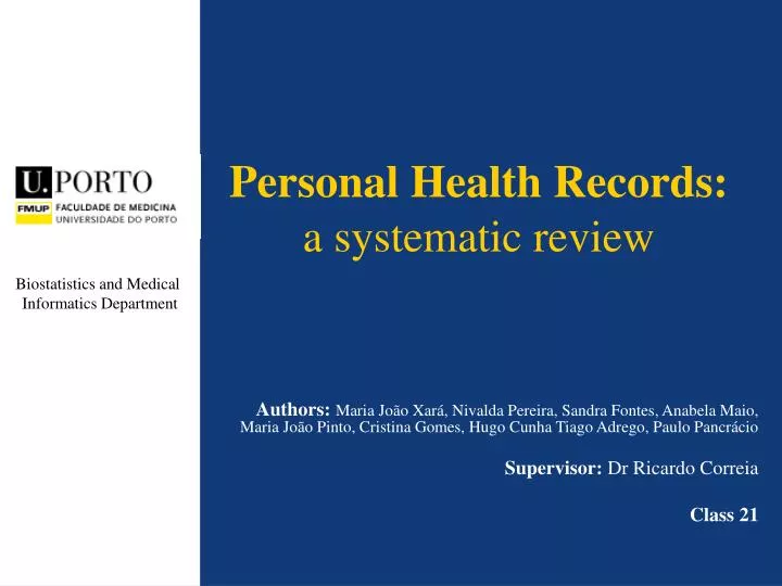 personal health records a systematic review