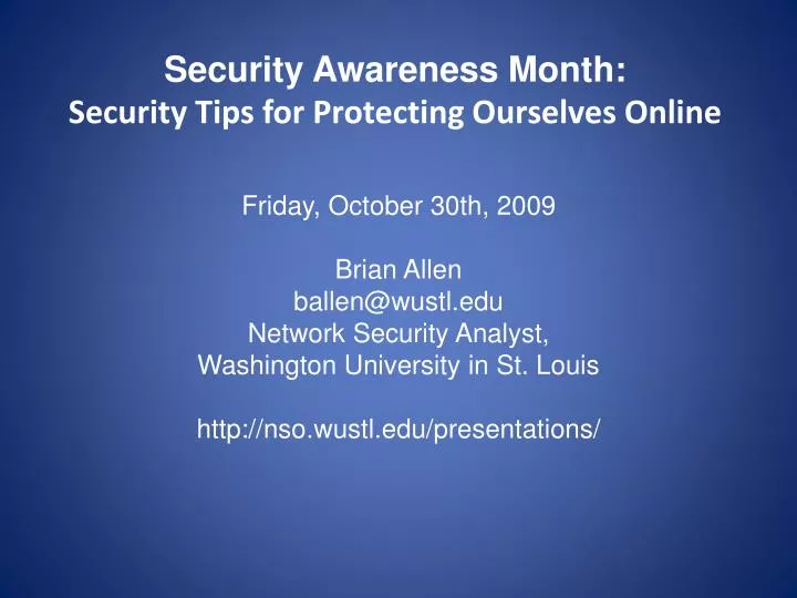 security awareness month security tips for protecting ourselves online