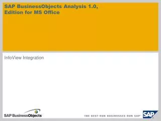SAP BusinessObjects Analysis 1.0, Edition for MS Office