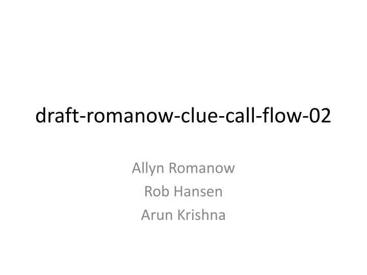draft romanow clue call flow 02