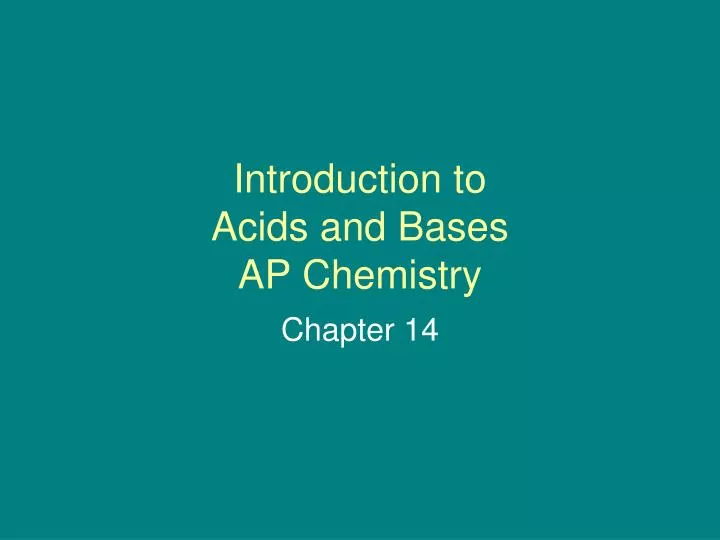 introduction to acids and bases ap chemistry