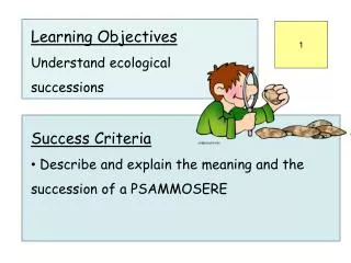 Learning Objectives Understand ecological successions Success Criteria