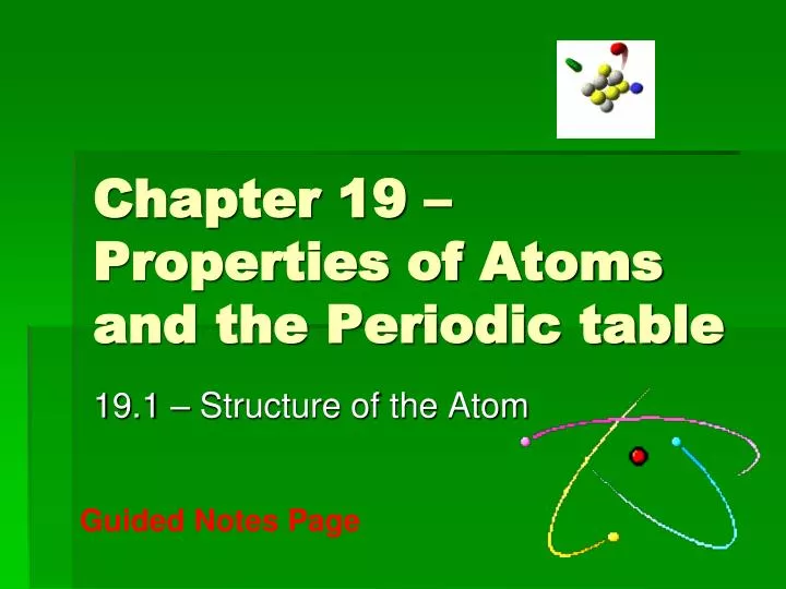 chapter 19 properties of atoms and the periodic table