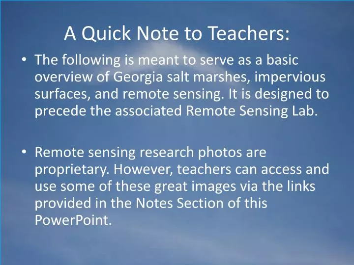 a quick note to teachers