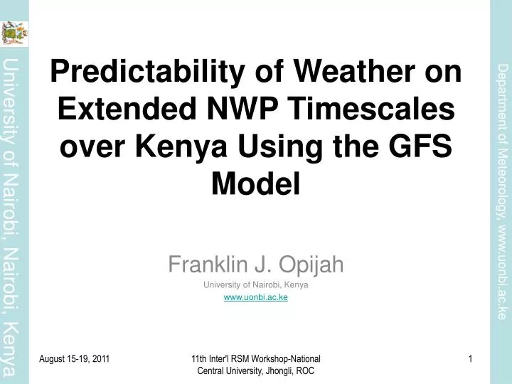 predictability of weather on extended nwp timescales over kenya using the gfs model