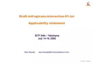 Draft-ietf-ngtrans-interaction-01.txt Applicability statement