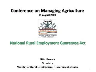 Conference on Managing Agriculture 21 August 2009