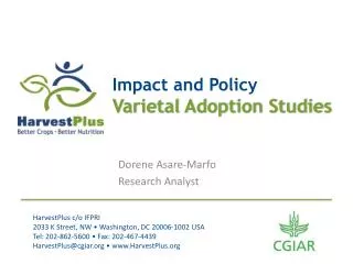 Impact and Policy Varietal Adoption Studies