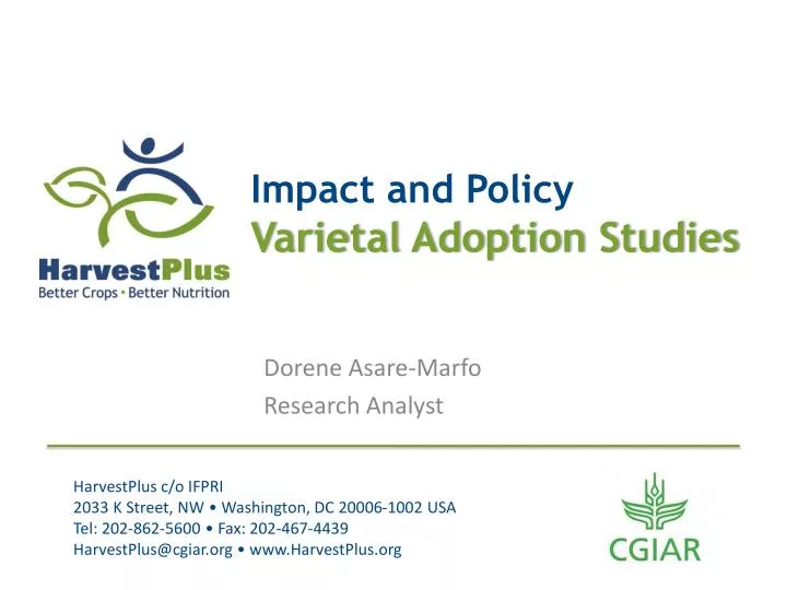 impact and policy varietal adoption studies