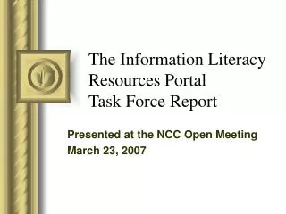 The Information Literacy Resources Portal Task Force Report