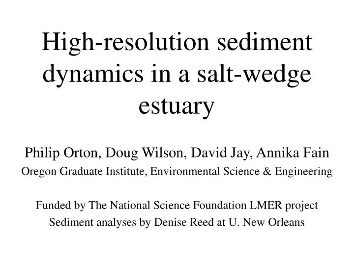 high resolution sediment dynamics in a salt wedge estuary