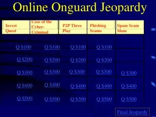 Online Onguard Jeopardy