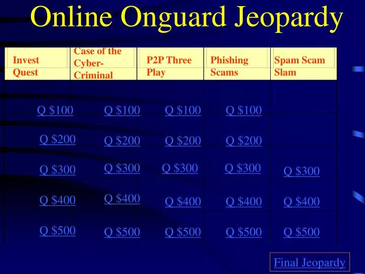 online onguard jeopardy