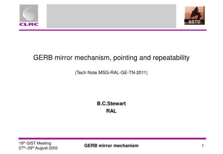 gerb mirror mechanism pointing and repeatability tech note msg ral ge tn 2011