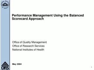 Performance Management Using the Balanced Scorecard Approach