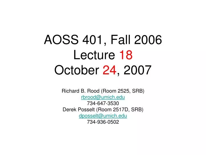 aoss 401 fall 2006 lecture 18 october 24 2007