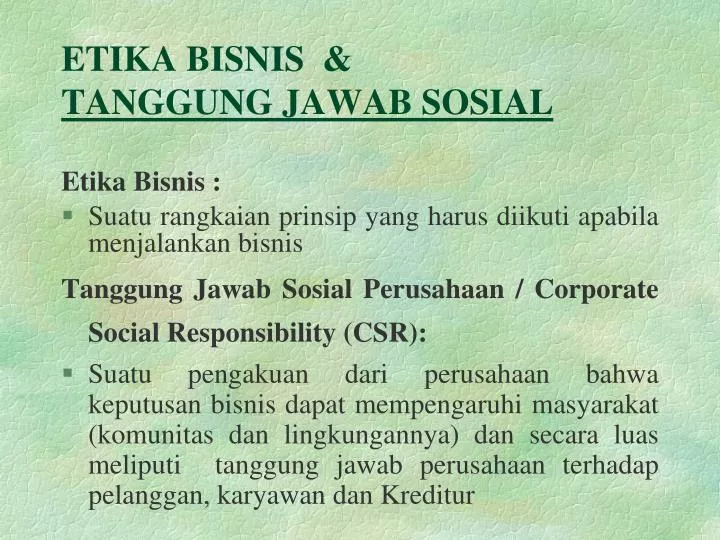 etika bisnis tanggung jawab sosial