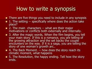 How to write a synopsis