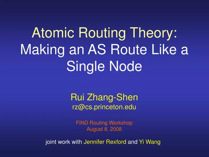 atomic routing theory making an as route like a single node