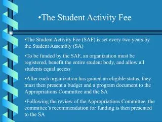 The Student Activity Fee