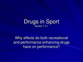 Drugs in Sport Section 1.2.1