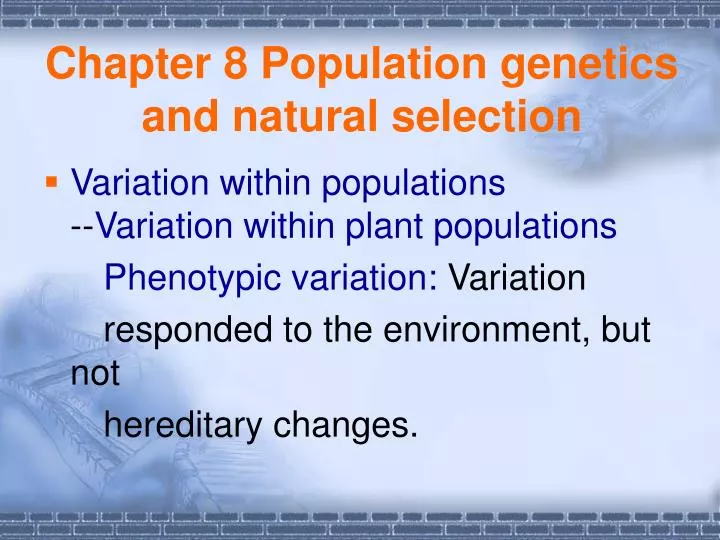 chapter 8 population genetics and natural selection