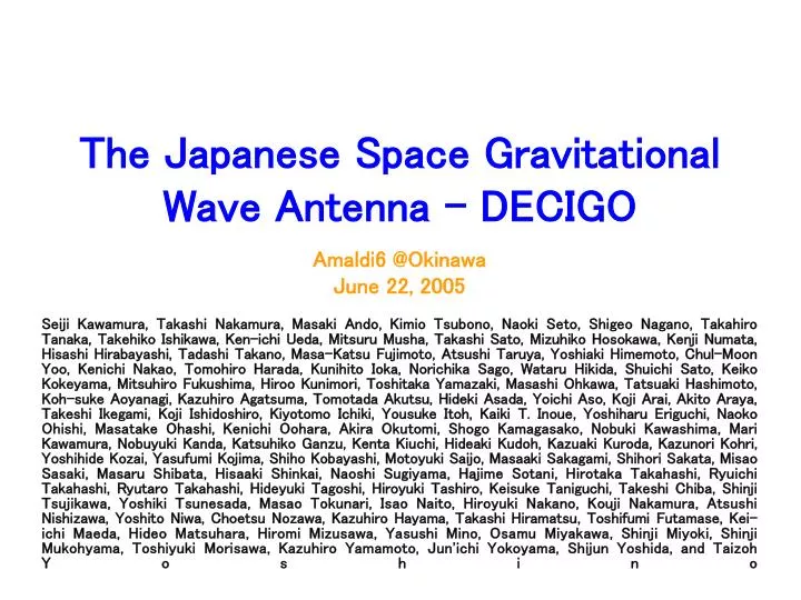 the japanese space gravitational wave antenna decigo