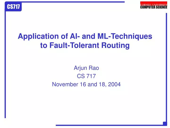 application of ai and ml techniques to fault tolerant routing