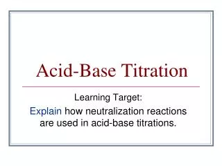 Acid-Base Titration