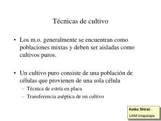 t cnicas de cultivo