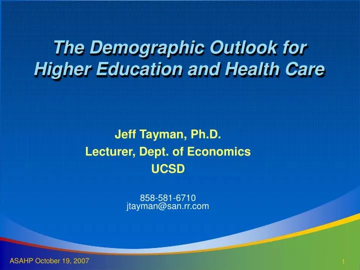 the demographic outlook for higher education and health care
