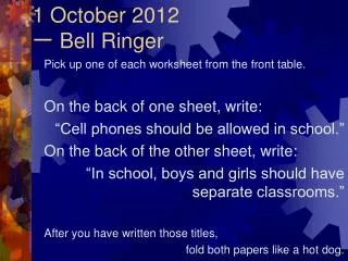 1 October 2012 ? Bell Ringer
