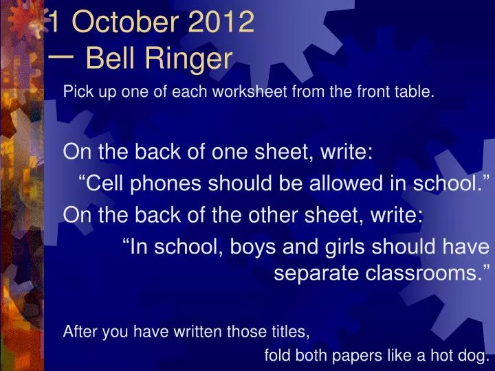 1 october 2012 bell ringer