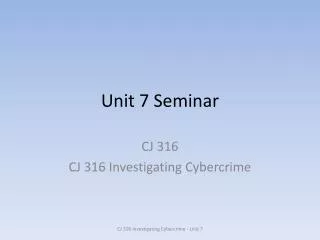 Unit 7 Seminar