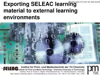 Exporting SELEAC learning material to external learning environments