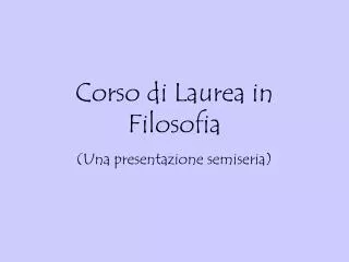 corso di laurea in filosofia