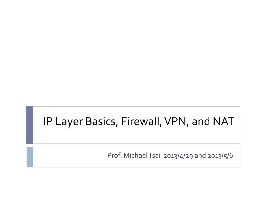 PPT - IP Layer Basics, Firewall, VPN, and NAT PowerPoint Presentation ...
